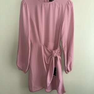 Lulu's Pink Long Sleeve Faux-Wrap Dress
